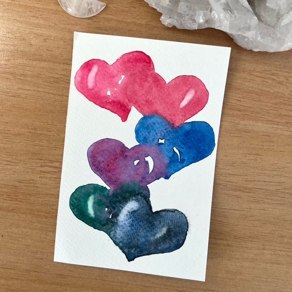 HEART CHAIN Original 4”x6” Watercolor By Jessica Joy - Picture 4 of 5